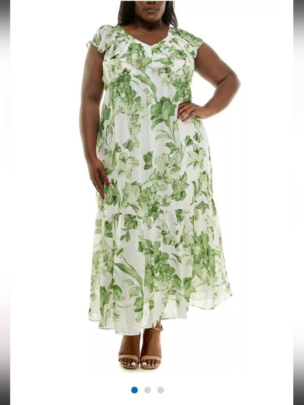 Taylor Plus Size Ruffle V-Neck Dress - Picture 2 of 16
